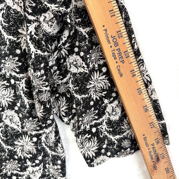 Lucky Brand Floral Split Neck Peasant Boho Blouse Top Womens 2X Black Beige - Picture 6 of 7